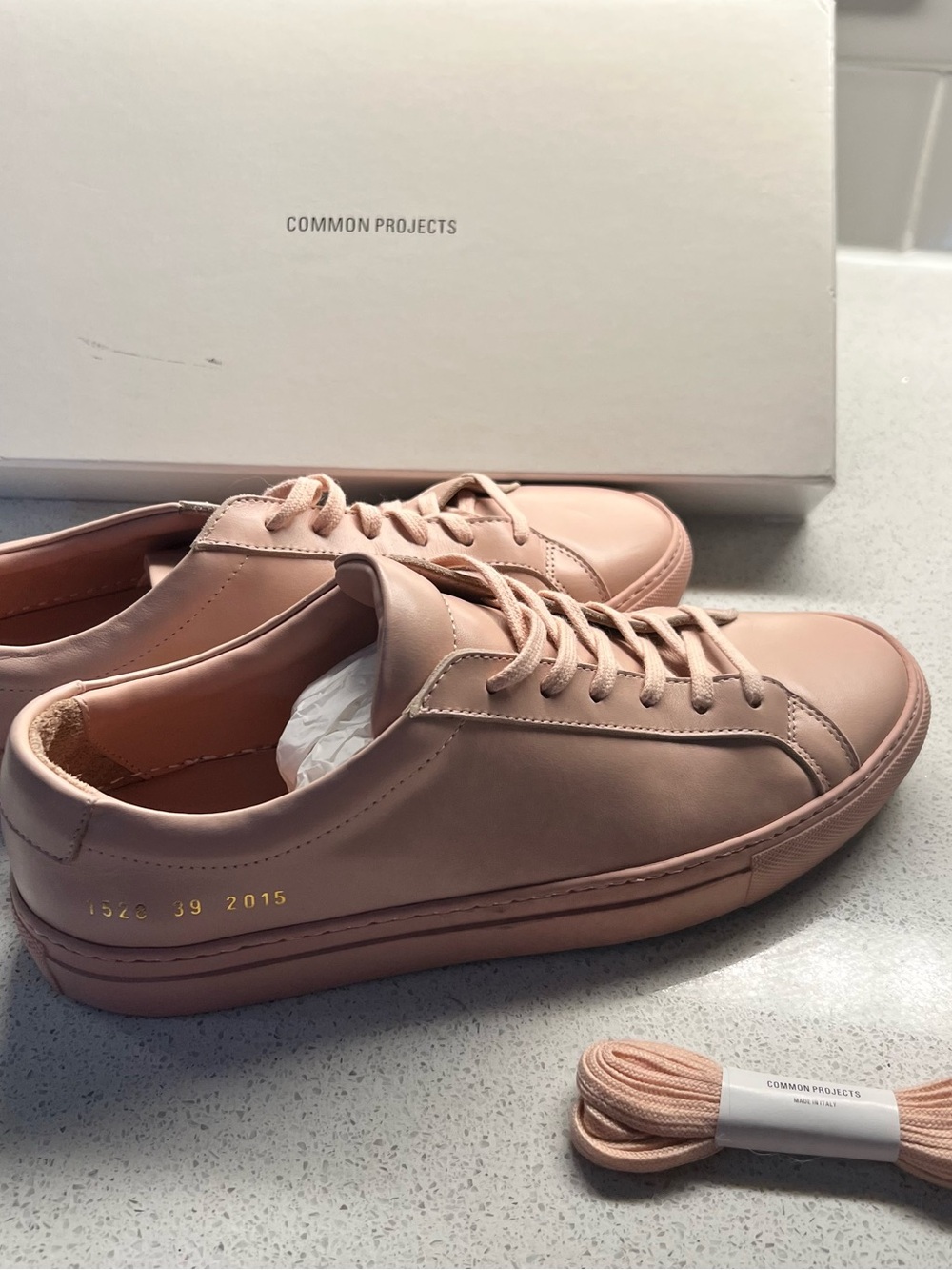 Common Projects Achilles Low Leather Sneakers — Blush Pink